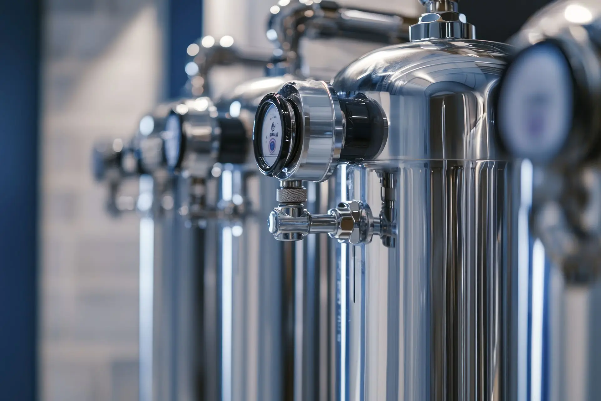 Stainless steel filter housings with pressure gauges